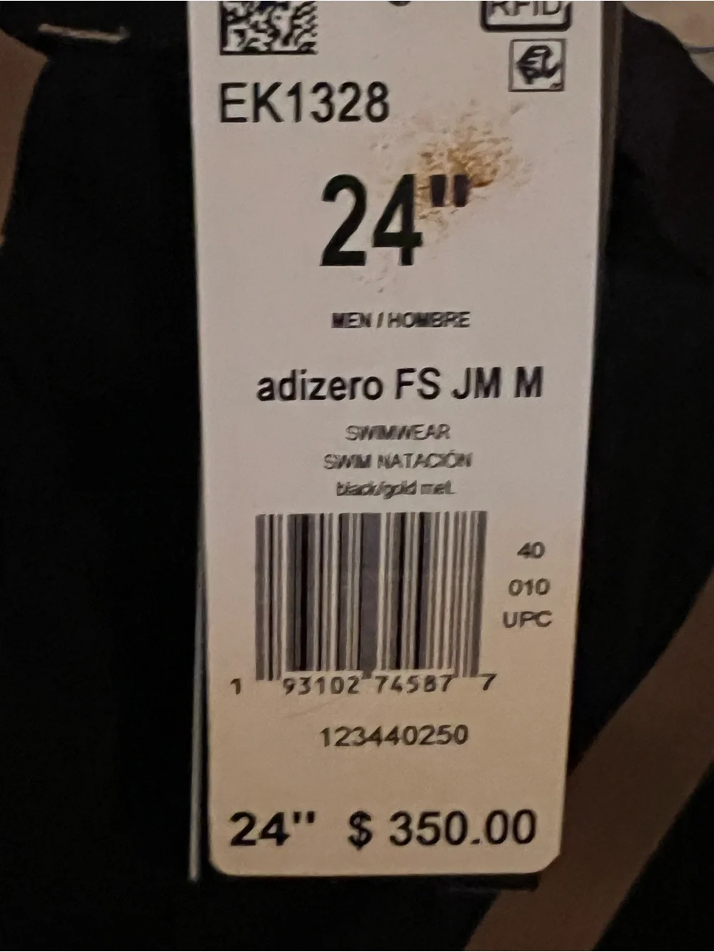 Adidas Adizero XX Jammer EK1328 NWT FINA Race Tech Suit 24 Black Gold Reflective